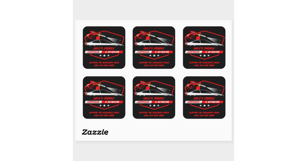 Customize Mobile Car Wash Detailing Business Square Sticker | Zazzle