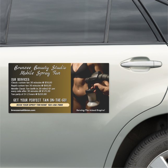 Customize Mobile Spray Tan Service Business Car Magnet (In Situ)