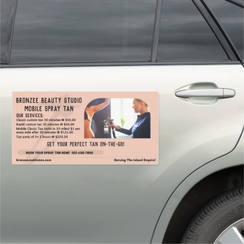Customize Mobile Spray Tan Service Business Car Magnet
