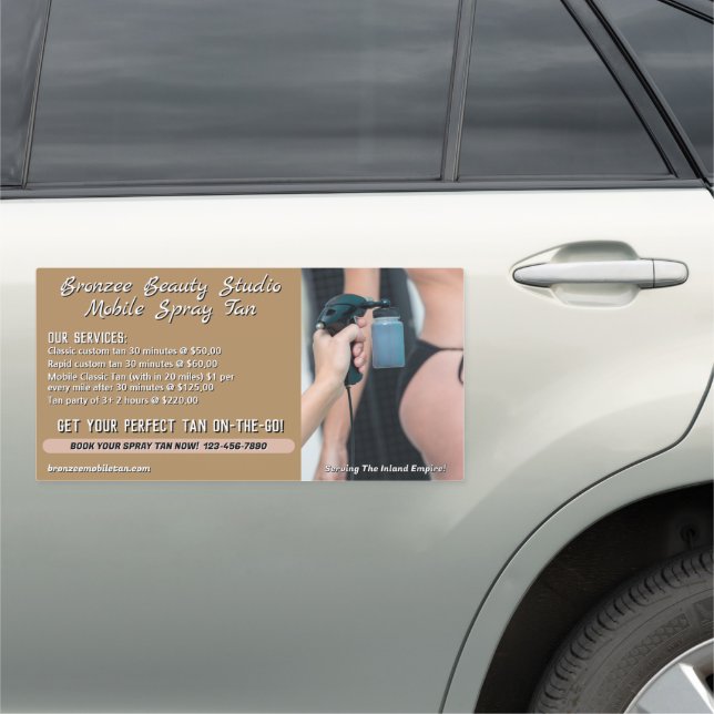 Customize Mobile Spray Tan Service Business Car Magnet (In Situ)