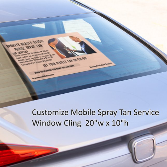 Customize Mobile Spray Tan Service Business Window Cling (Creator Uploaded)
