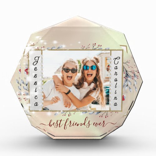 Customize Modern Best Friends Chic Quote  Acrylic Award