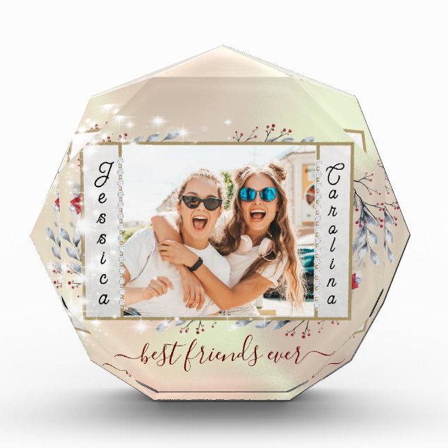 Customize Modern Best Friends Chic Quote  Acrylic Award (Front)