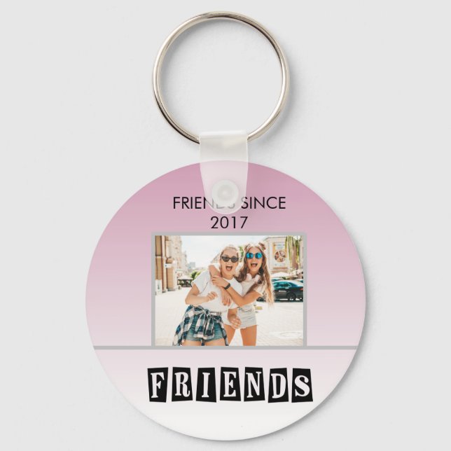 Customize Modern Best Friends Chic Quote Keychain (Front)