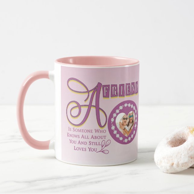 Customize Modern Best Friends Chic Quote  Mug (With Donut)