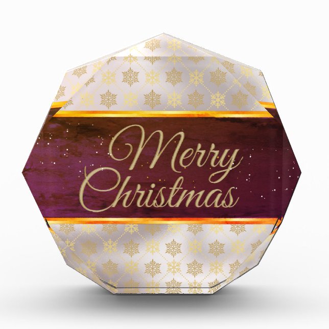 Customize Modern Merry Christmas Acrylic Award (Front)