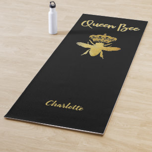 Customize Modern QUEEN BEE Gold & Black for Women Yoga Mat