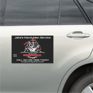 Customize Modern Red Black Handyman Service Truck Car Magnet
