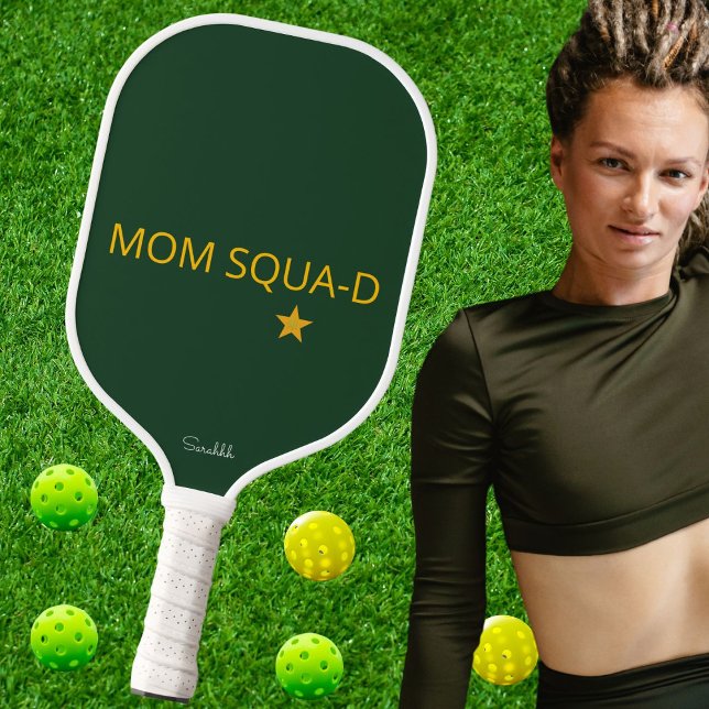 Customize Mom Squad Pickleball Cute Cool Name Gift Carbon Fiber Pickleball Paddle (Creator Uploaded)