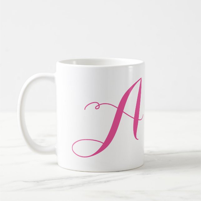 Customize Monogram-A/Pink Coffee Mug (Left)