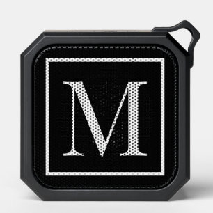 Customize monogram black white Any background Bluetooth Speaker