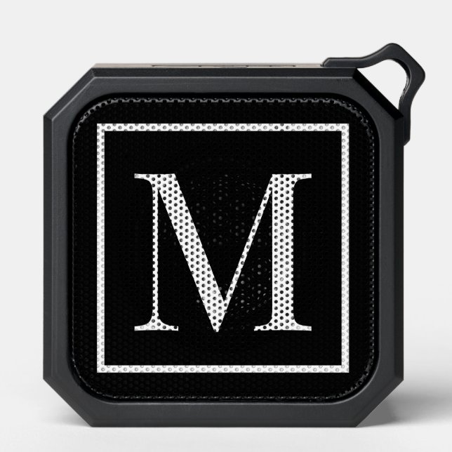 Customize monogram black white | Any background  Bluetooth Speaker (Front)