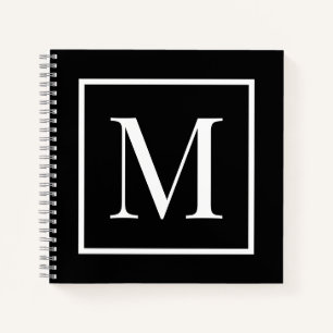 Customize monogram black white   Any background  Notebook
