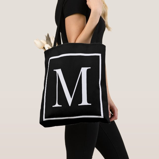 Customize monogram black white | Any background  Tote Bag (Close Up)