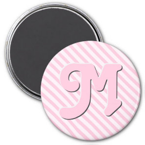 Customize monogram Diagonal Blossom Pink Stripes Magnet