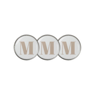 Customize monogram initial beige white golf ball marker