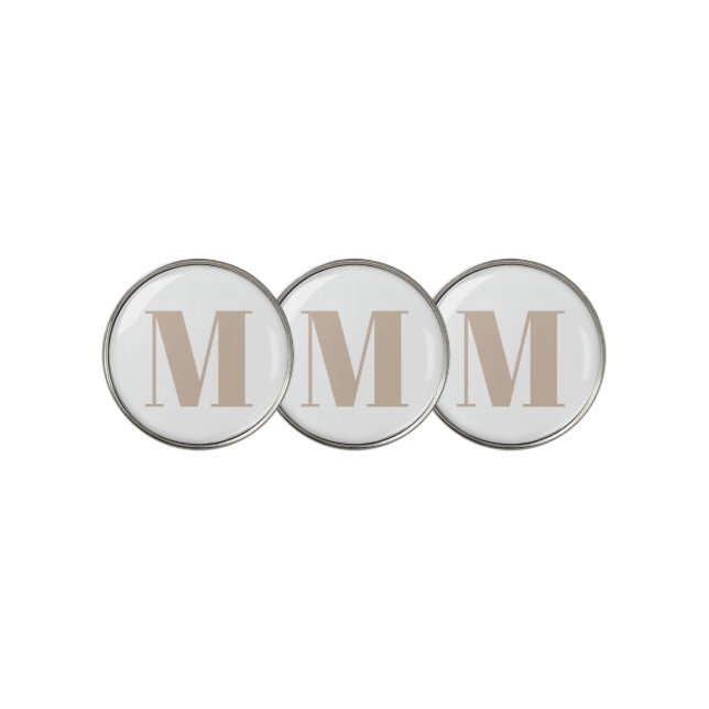 Customize monogram initial beige white golf ball marker (3 Up)