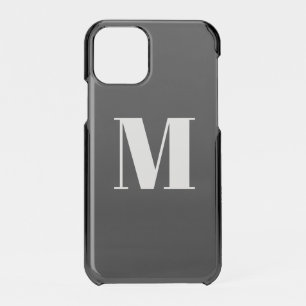 Customize monogram initial black white clear iPhone 11 pro case