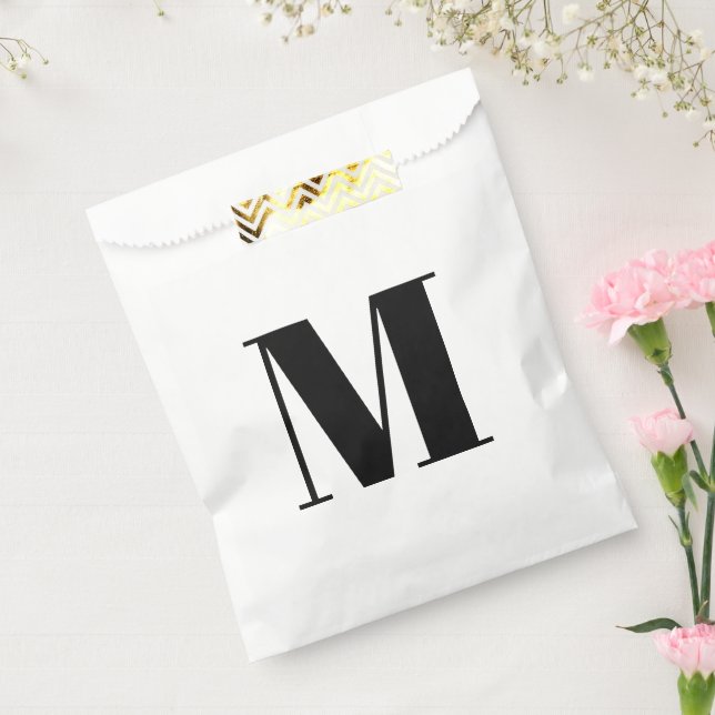 Customize monogram initial black white favor bag (Sealed)