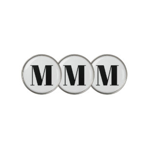 Customize monogram initial black white golf ball marker