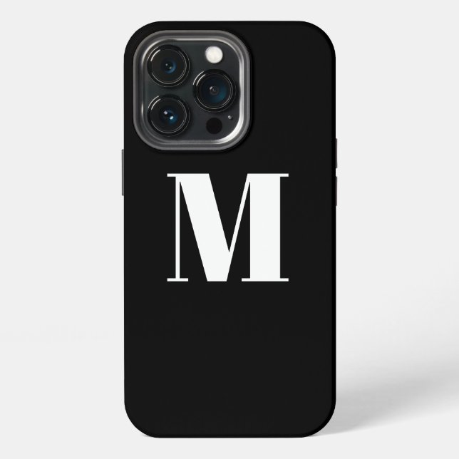 Customize monogram initial black white iphone case (Back)
