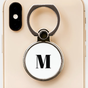 Customize monogram initial black White Phone Ring Stand