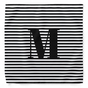 Customize monogram initial black white stripes bandana