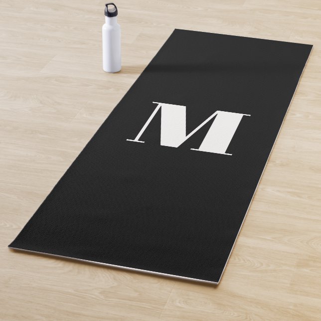 Customize monogram initial black white yoga mat (In Situ)