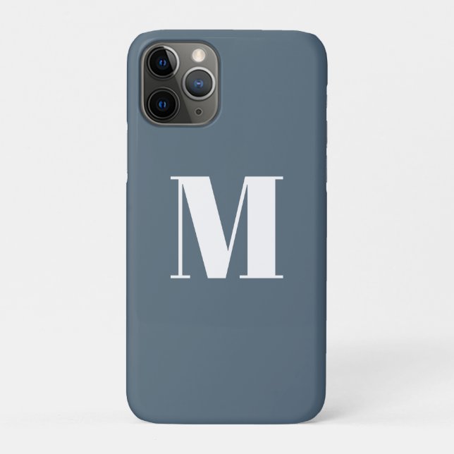 Customize monogram initial blue / grey white Case-Mate iPhone case (Back)
