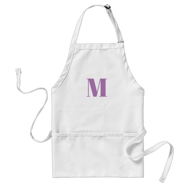 Customize monogram initial lavender lilac white adult apron (Front)