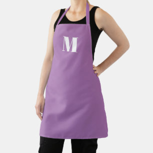Customize monogram initial lavender lilac white apron