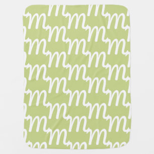 Customize monogram initial letter avocado green baby blanket