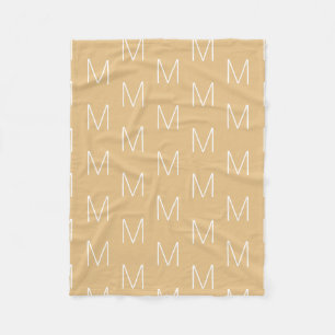 Customize monogram initial letter camel khaki fleece blanket