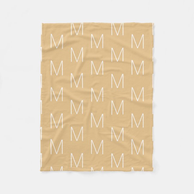 Customize monogram initial letter camel khaki fleece blanket (Front)