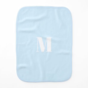Customize monogram initial light blue white baby burp cloth