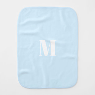 Customize monogram initial light blue white baby burp cloth