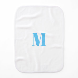 Customize monogram initial light blue white baby burp cloth