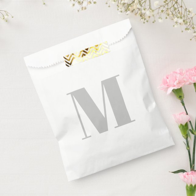 Customize monogram initial light grey white favor bag (Sealed)