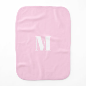 Customize monogram initial light pink white baby burp cloth