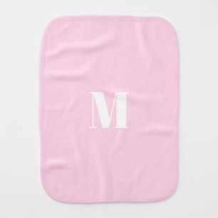 Customize monogram initial light pink white baby burp cloth