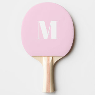 Customize monogram initial light pink white ping pong paddle