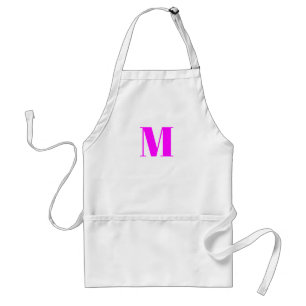 Customize monogram initial magenta pink white adult apron