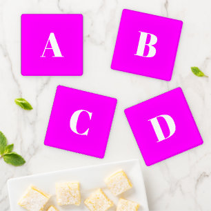 Customize monogram initial magenta white coaster set