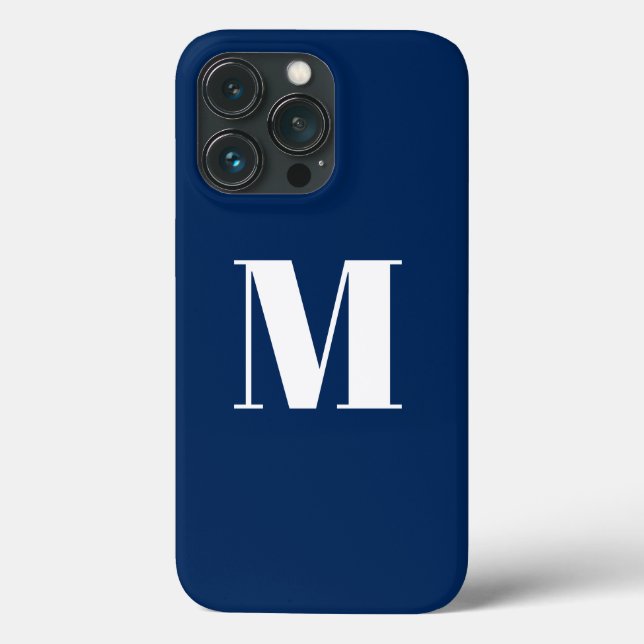 Customize monogram initial navy blue white Case-Mate iPhone case (Back)