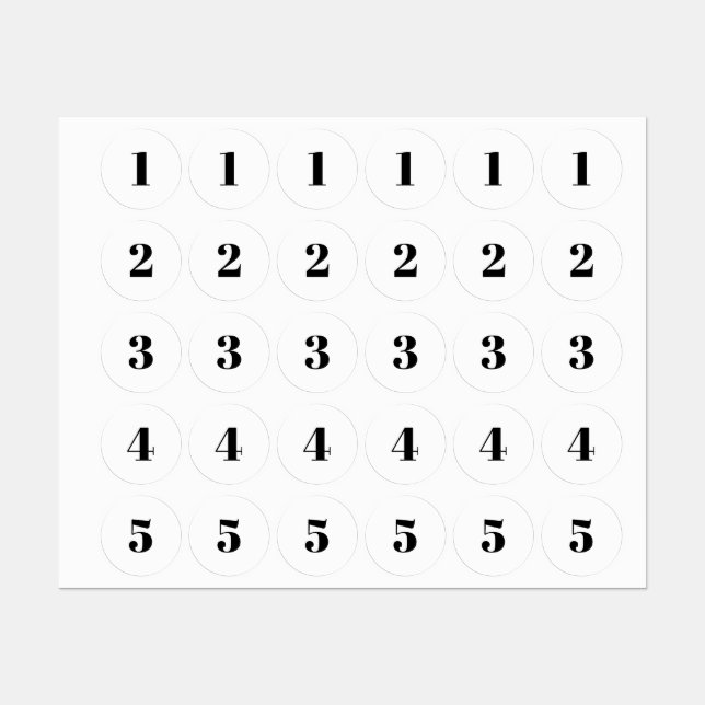 Customize monogram initial / number black white labels (Sheet)