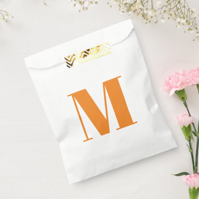 Customize monogram initial orange white favor bag (Sealed)