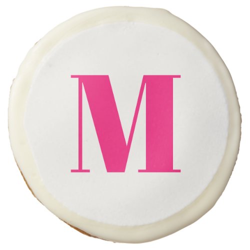 Customize monogram initial pink fuchsia sugar cookie