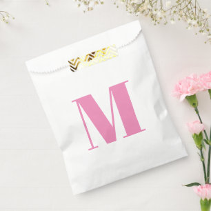 Customize monogram initial pink white favor bag