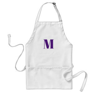 Customize monogram initial purple violet white adult apron
