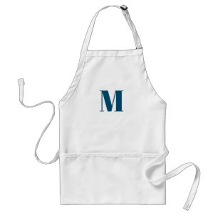 Customize monogram initial teal blue white adult apron